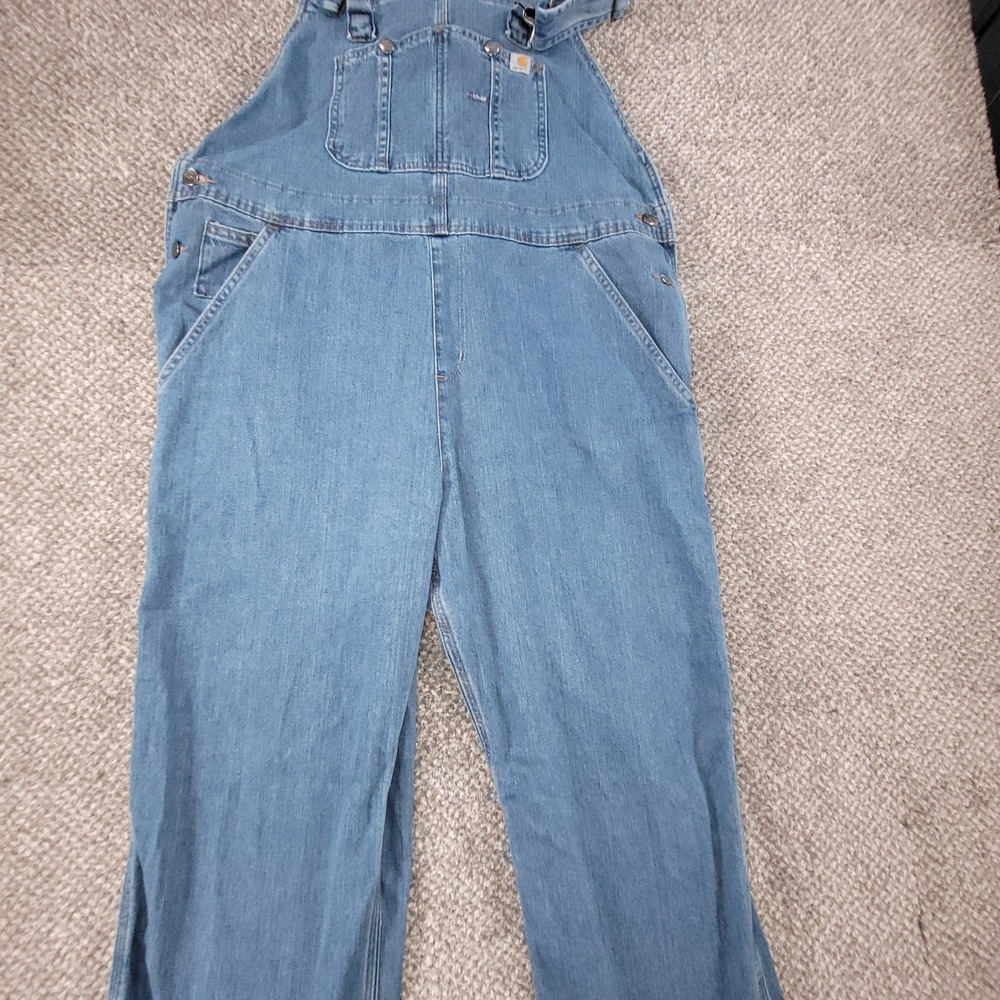 Carhartt Womens Denim Bib Overalls Light Wash Blue Stretch WR008 FBI XL 16/18 - Picture 3 of 16